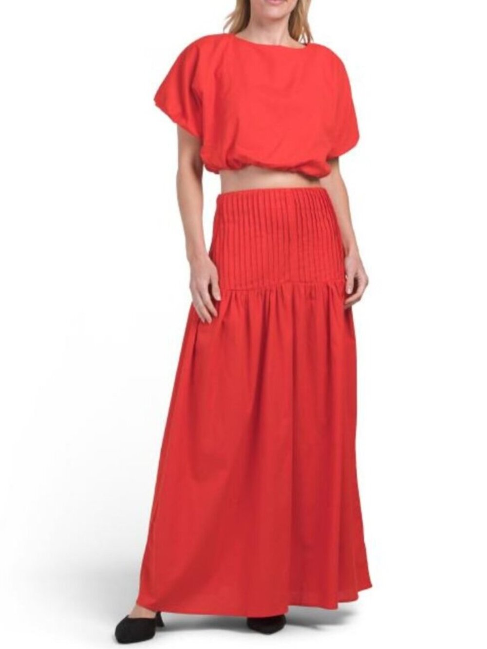 US TOGETHER 2pc Maxi Skirt And Puff Sleeve Top Set
